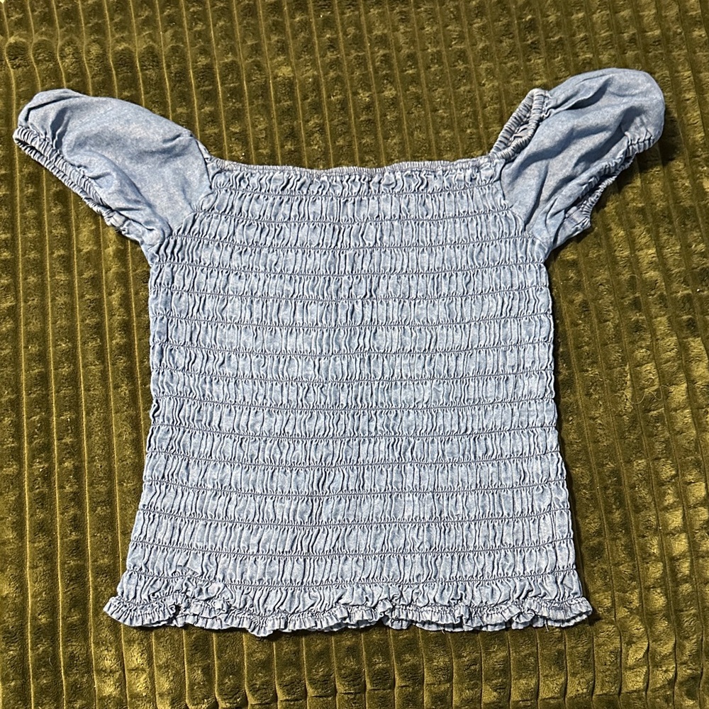 BDG Light Blue Smocked Women's Blouse